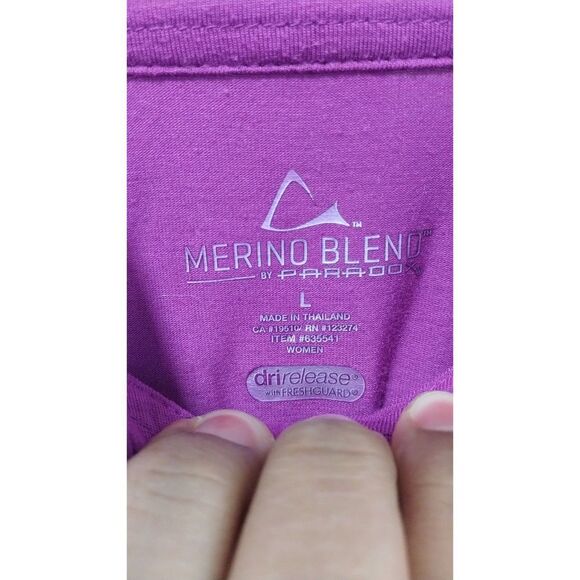 Paradox Merino Blend Women's Half Zip thumb hole Purple Pullover Size L - Picture 3 of 6